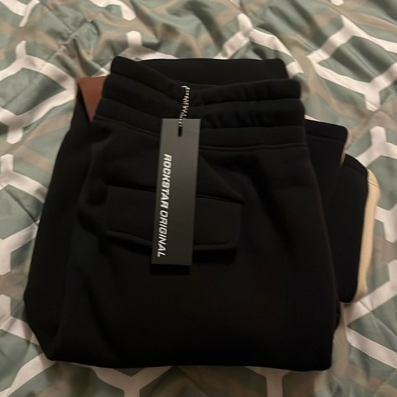 Large Joncarlo Black Stacked Flare Track Pants - Picture 1 of 5
